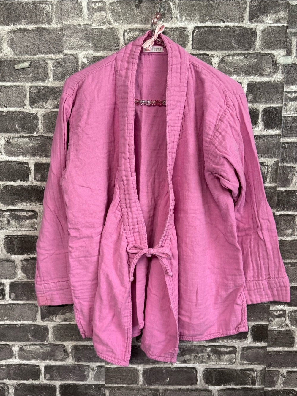 Free People X CP Shades top tie front pink gauze